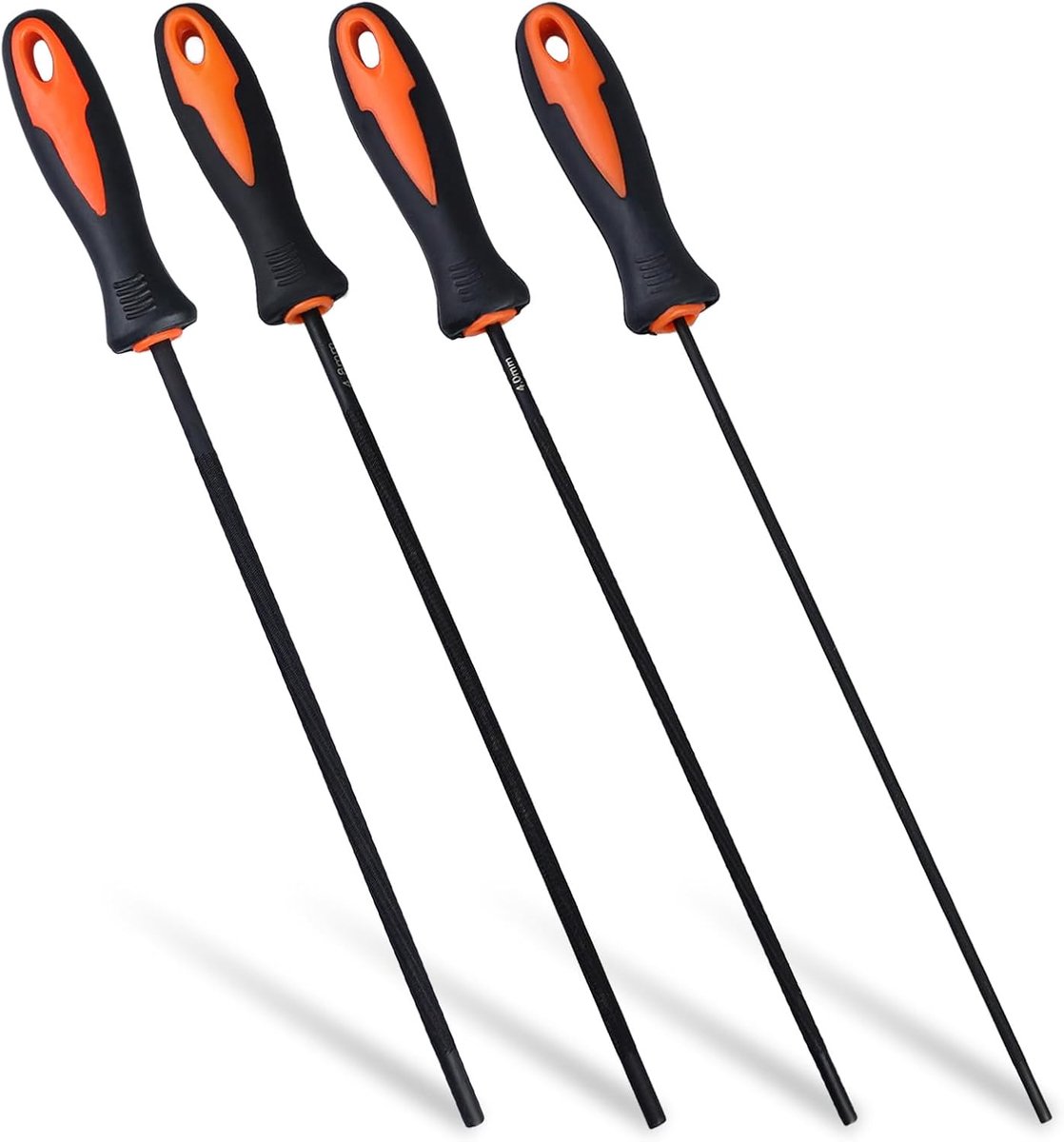 SnelShoppen - Set van 4 Rondbestanden voor Motorzagen, 3.2 mm, 4 mm, 4.8 mm, 5.5 mm, Ergonomisch Handvat, Precisie Scherpen voor Kleine tot Grote Kett