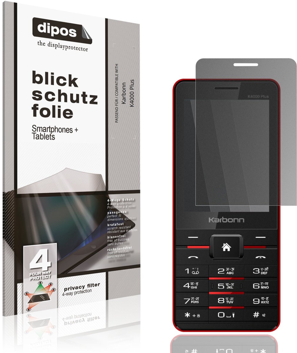 dipos – Matte Privacy Screenprotector geschikt voor Karbonn K4000 Plus | Anti-Spy Beschermfolie