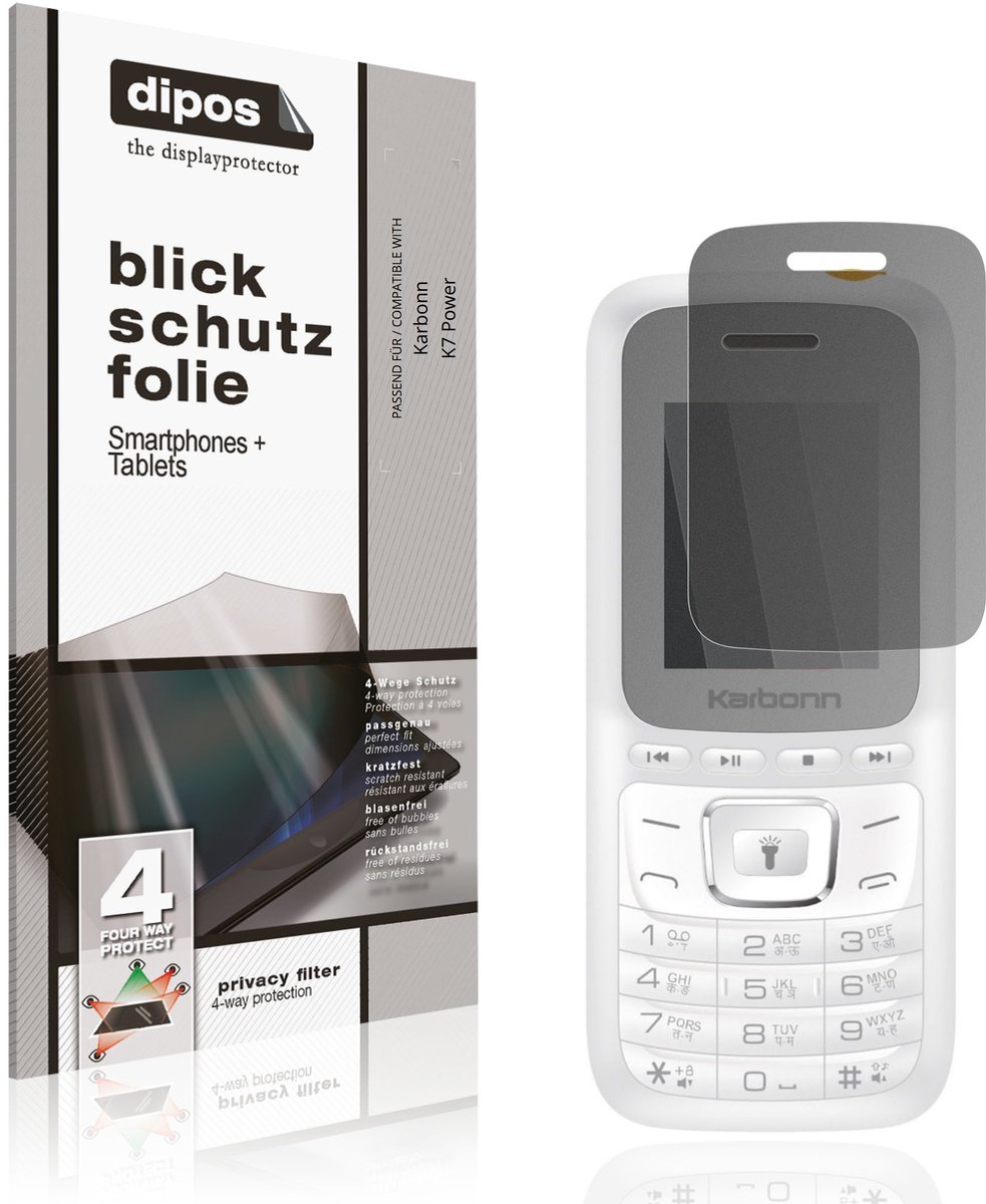 dipos – Matte Privacy Screenprotector geschikt voor Karbonn K7 Power | Anti-Spy Beschermfolie