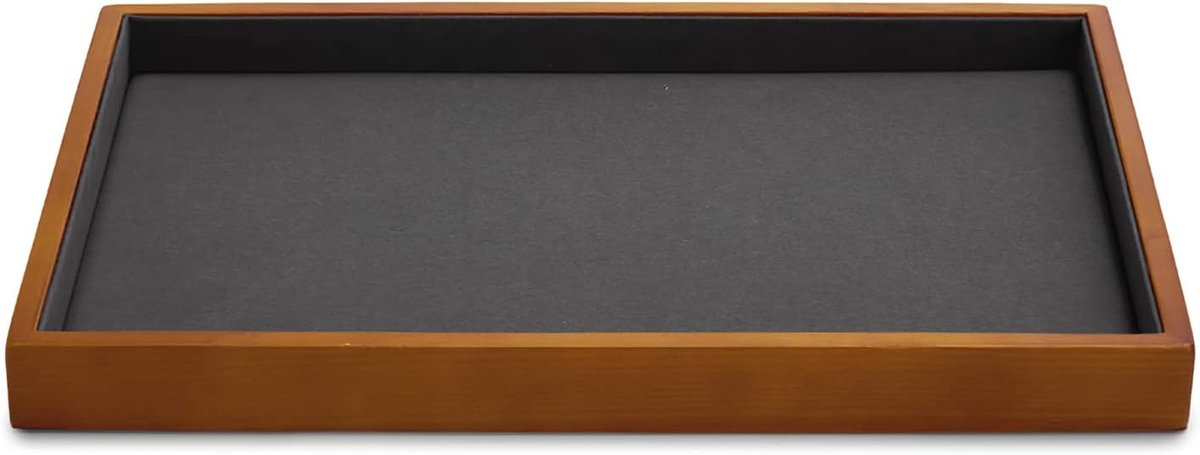 SnelShoppen - Groot Sieradendienblad Hout, Grijze Sieradenlade, Juwelendoos, Sieradenhouder, Sieradenorganizer 35 x 24 cm voor Thuis, Feest en Meer