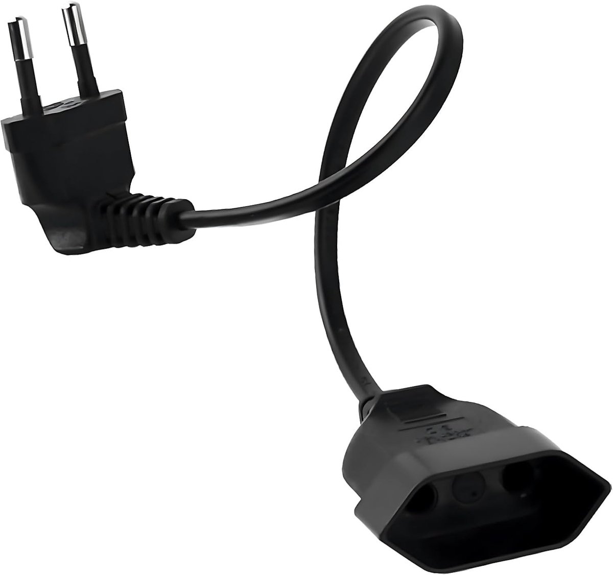 SnelShoppen - Extension Cable Euro Plug 90 Graden Flat Adapter voor Kleine Ruimtes - 250V 2.5A Stekkerdoos, Ideaal voor Achter Meubels en Apparaten -
