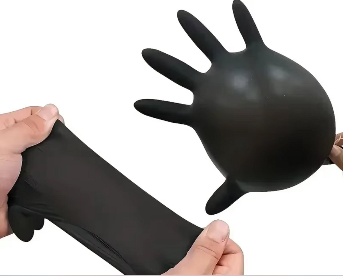 Fyfanie- 20 stuks Poedervrije Nitril Handschoenen Zonder Latex- Disposable Werkhandschoenen voor Keuken Schoonmaken, Horeca en Thuisgebruik-Maat M- Kleur:Zwart