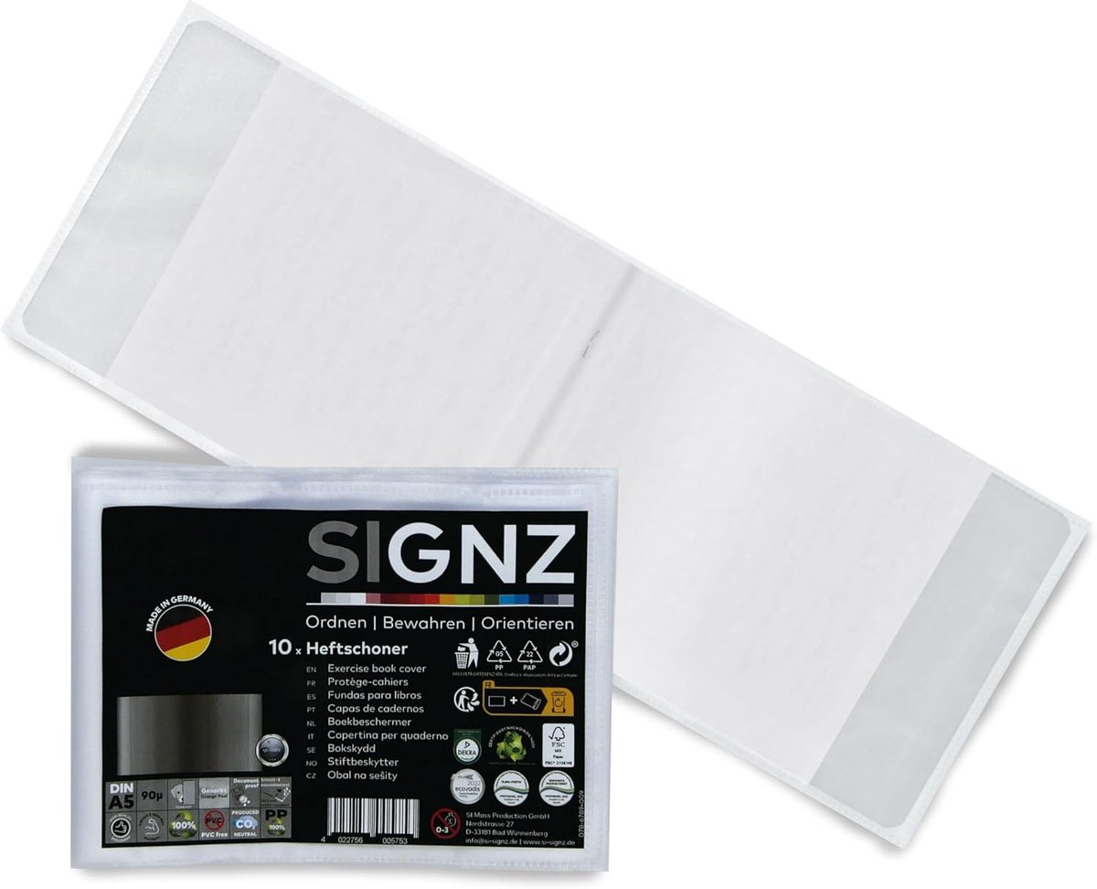 SnelShoppen - Transparante Notitieboeken A5, Sterk 90my (0.1 mm), Diverse Kleuren, 10 Stuks, Ideaal voor School en Kantoor