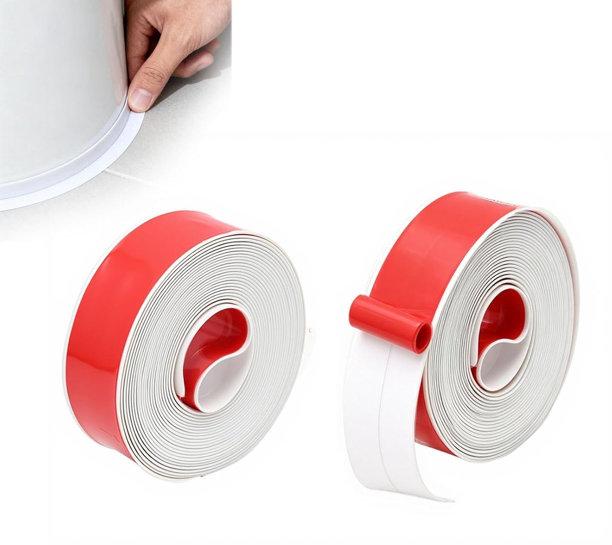 SnelShoppen - 2 Rollen Silicone Seal voor Badkamer 3.2m x 2.2cm, Zelfklevend, PVC Mould-Resistant, Waterdichte Douche Strip voor Badkuipen, Wastafels