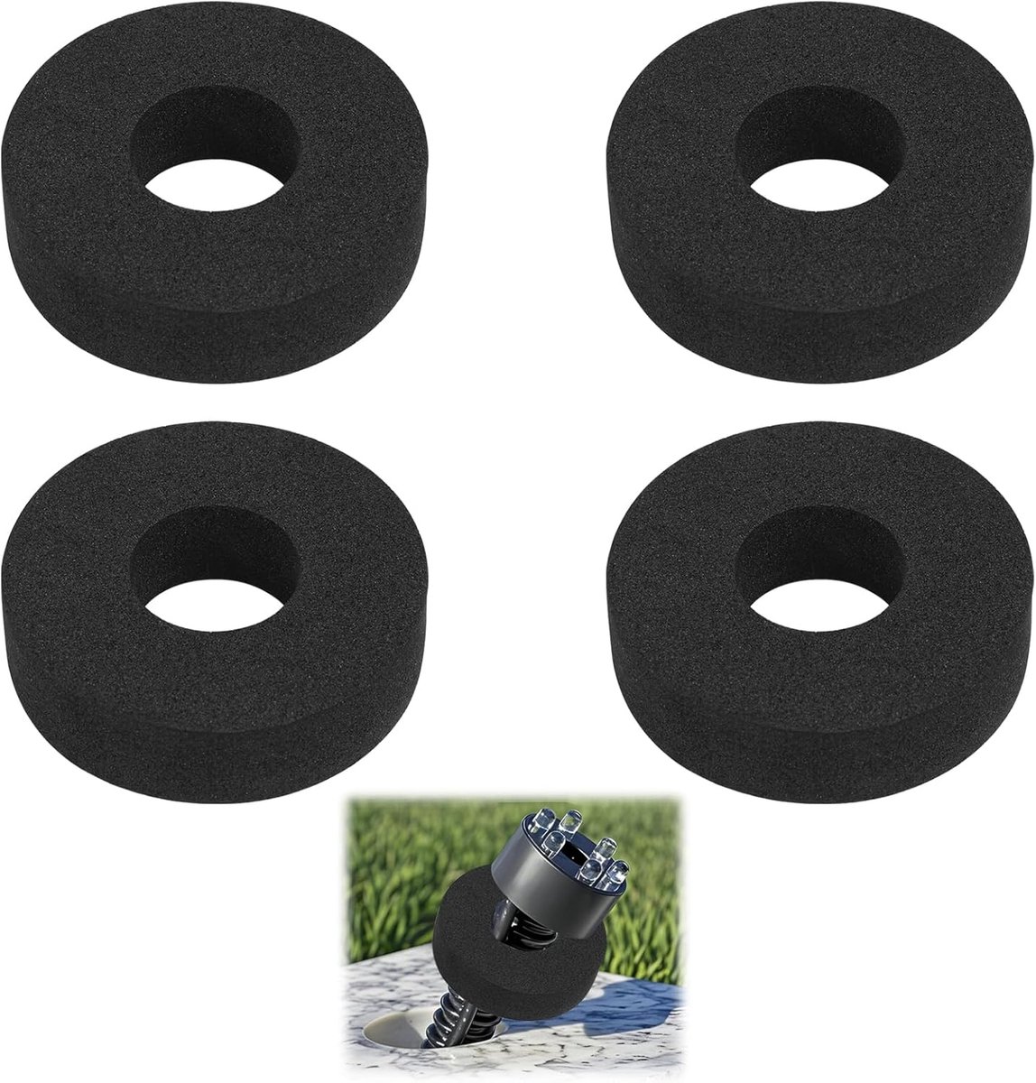 SnelShoppen - 4 Foam Seals voor LED Fontein Ring, Flexibele Sealing Ring 39mm, EVA Waterdichte Ring voor 33-37mm Gaten, Compatibel met ½ Inch Slang, D