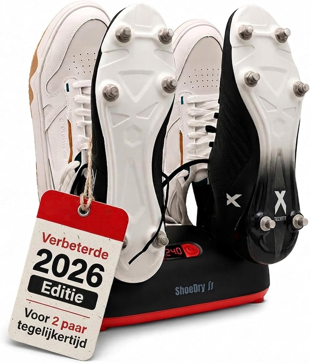 SnelShoppen - ShoeDry 2 Paar Schoendroger Elektrisch, Actieve Zuurstof, Timer 1-4 Uur, Beschermt Leer, Suède & Synthetisch, Voor Voetbalschoenen, Laar