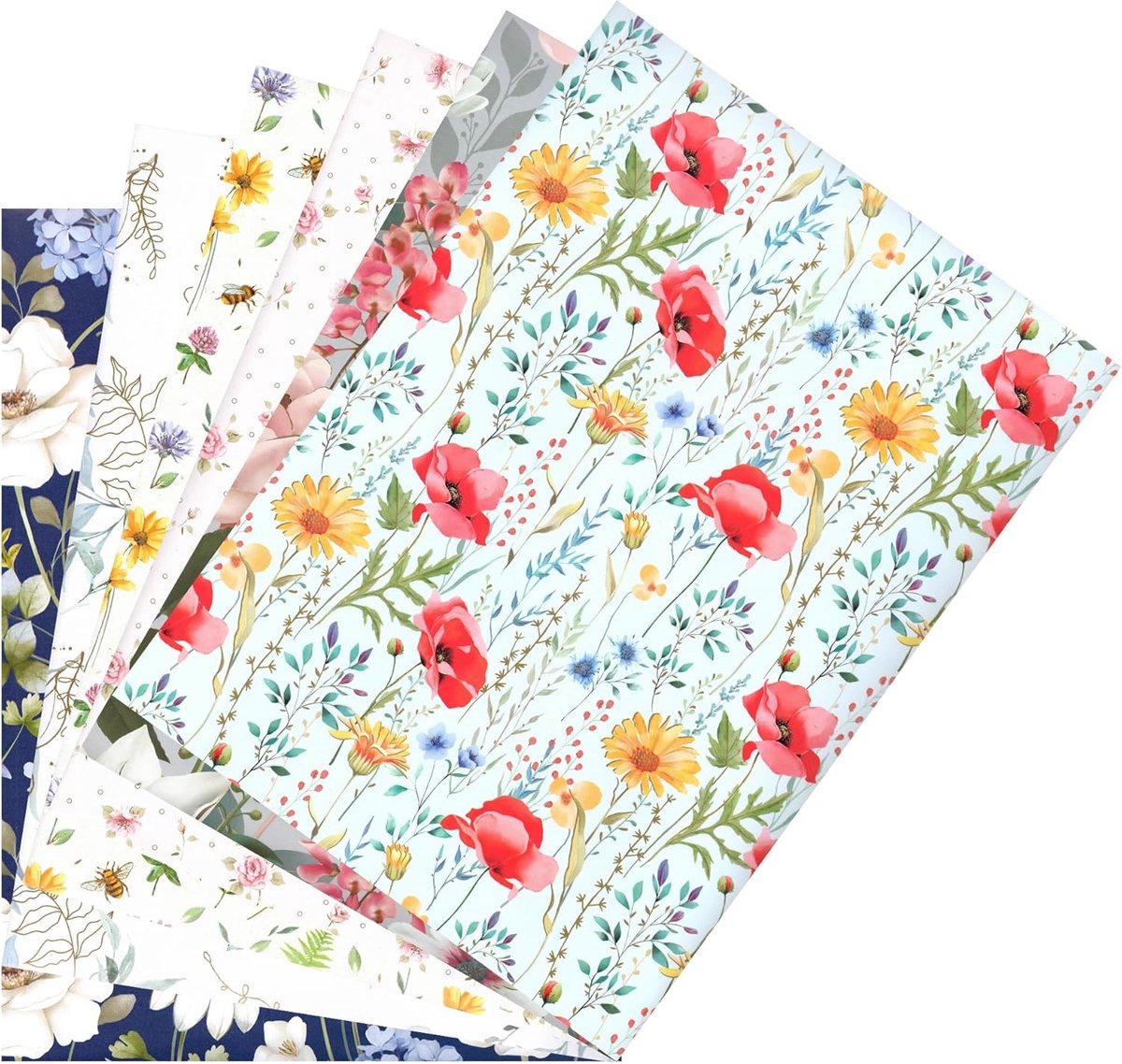 SnelShoppen - Geschenkpapier Set XXL 6 Vellen 90x65 cm, Milieuvriendelijk, Plasticvrij, Perfect voor Feestjes, Verjaardagen en Cadeaus