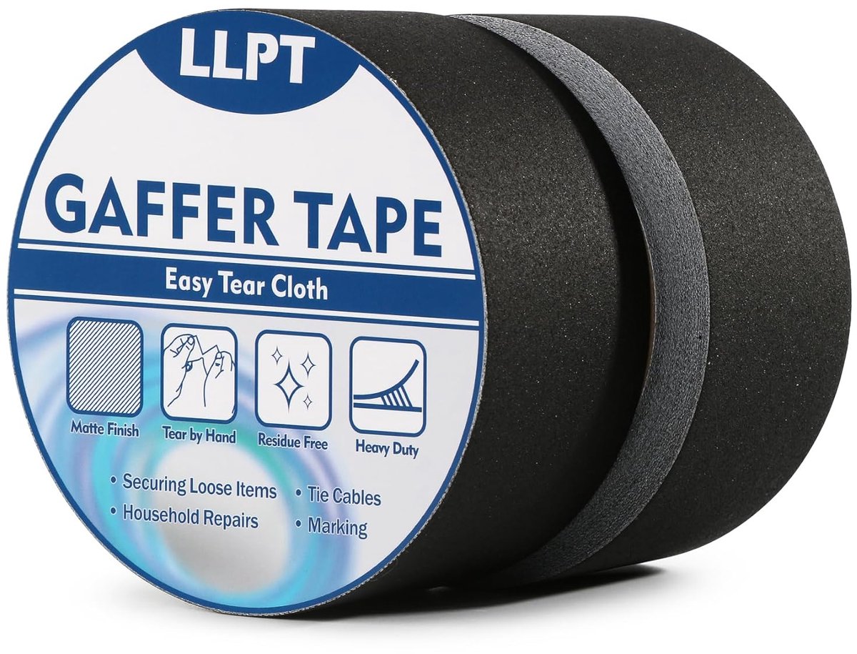 SnelShoppen - Robuuste Zwarte Tape, 2 Stuks, 50 mm x 15 m | Waterdichte Zelfklevende Stoffen Tape voor Repareren, Verstevigen en Afplakken in Film, Th