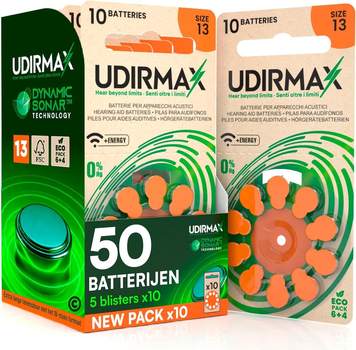 SnelShoppen - 50 Hoortoestel Batterijen Maat 13 PR48 Zinklucht Eco Pack - 5 Blisters van 10 Batterijen - Milieuvriendelijk en Duurzaam