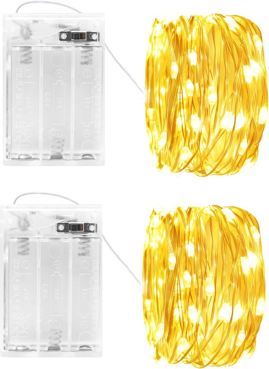 SnelShoppen - LED Sfeerlampen Fairy Lights 5m met Timerfunctie - 50 Leds - Zilver Geplated Koper Draad - Perfect voor Feest, Tuin, Camping, Keuken - 2