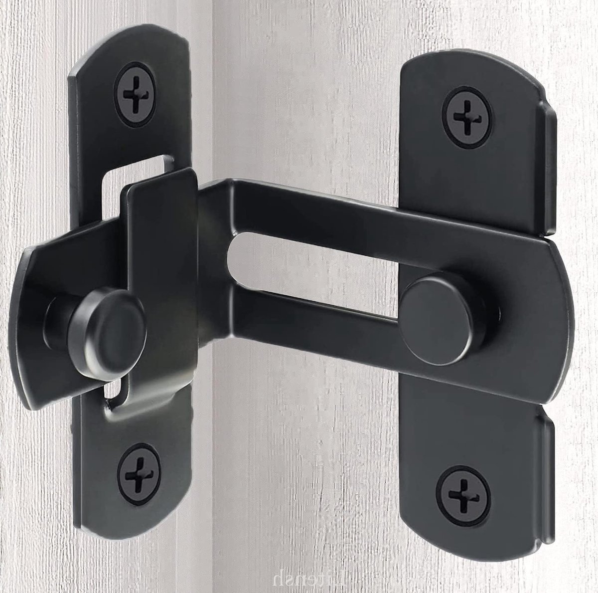 Veiligheidsdeurvergrendeling van RVS, Flip Slide Lock voor Deuren, Vensters en Kasten - Ideaal voor Badkamer, Garage en Tuin (Zwart 90° 10 cm)