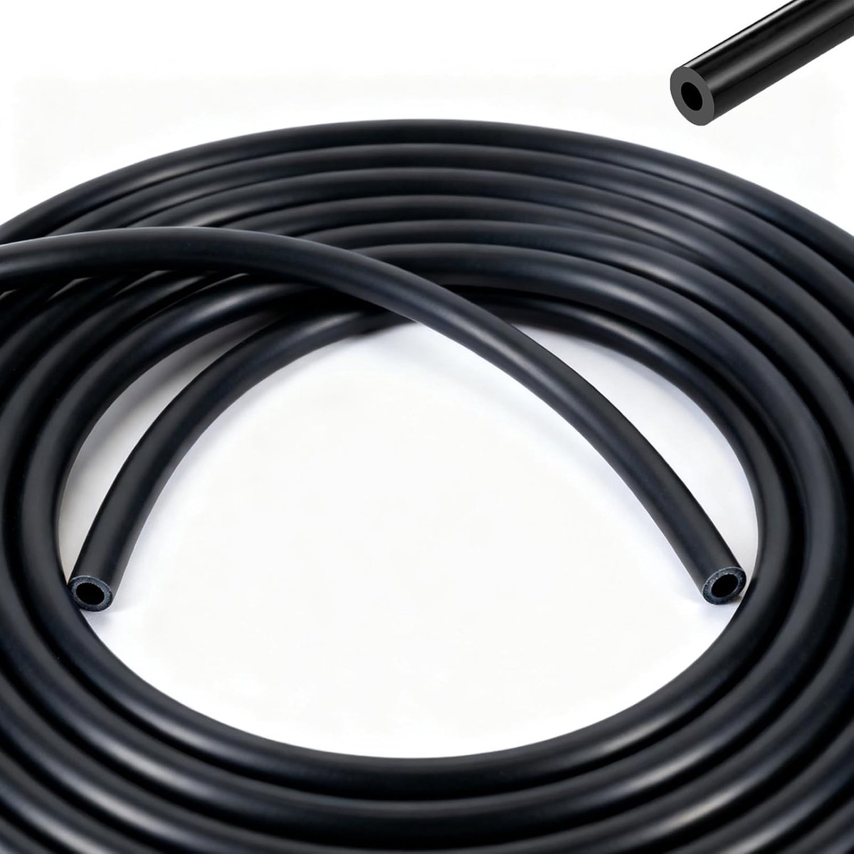 SnelShoppen - 6m Car Pressure Hose - Vacuum Silicone Slang voor Auto, ID 5mm, OD 10mm, Zwart - Perfect voor Motor, Koelmiddelen en Turbo Systemen