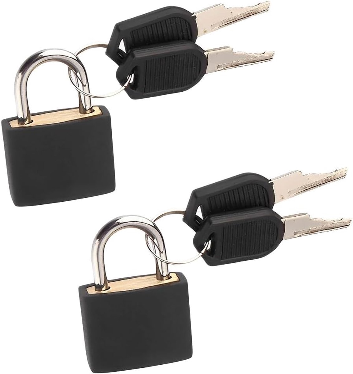 SnelShoppen - Pack van 2 Handige Koffersloten met Sleutels, Mini Hangslot voor Reisbagage, Zwart, Compact & Duurzaam, Ideaal voor Vakantie en Camping