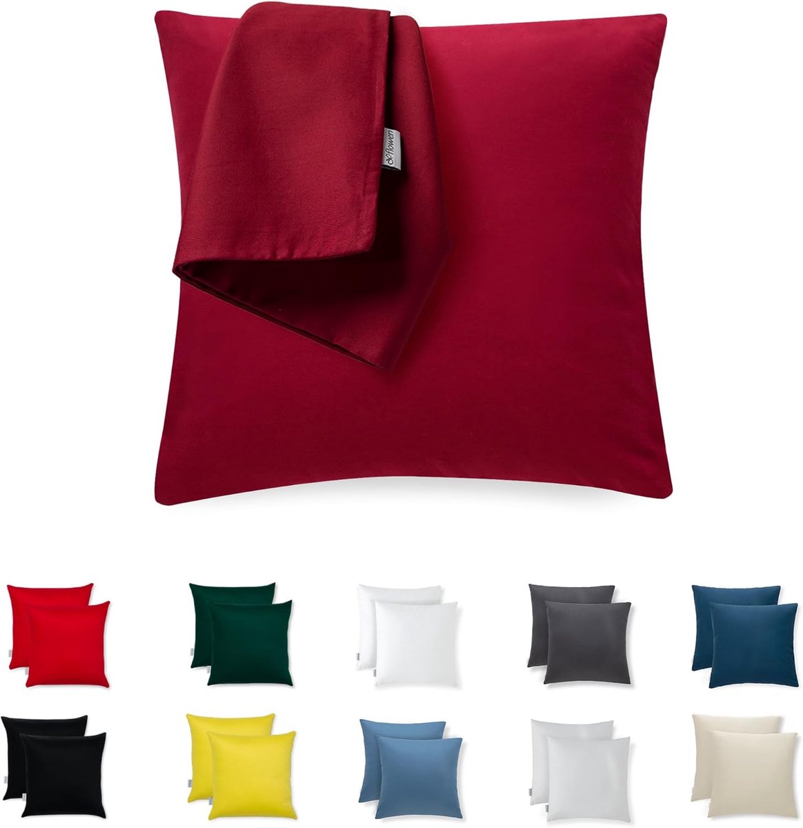 SnelShoppen - Set van 2 Burgandy Kussenhoezen 50x50 cm - Luxe Polyester Microfiber - Hypoallergeen, Ademend, Machinewasbaar, Met Rits - Perfect voor B