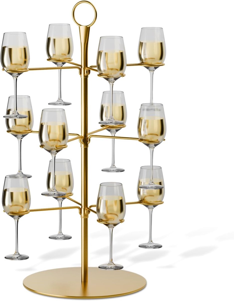 SnelShoppen - Drink Tower Champagne Toren, 3 Verdiepingen, 12 Glazen, Aperol Tower, Metaal Cocktailstand voor Feesten, Bruiloften, Pubs, Familiefeeste