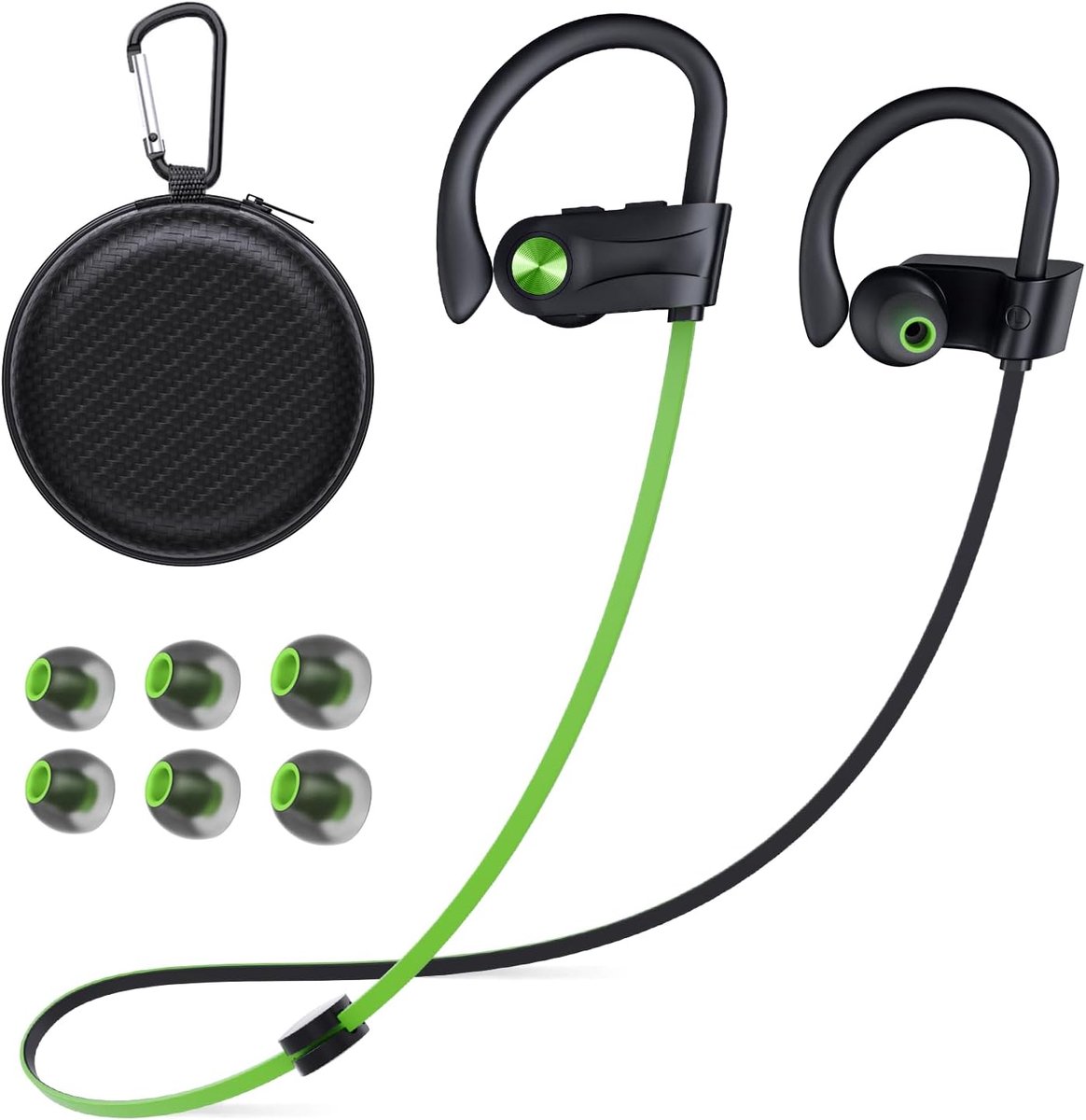 SnelShoppen - Bluetooth Hoofdtelefoon Draadloos Sport Deep Bass Stereo IPX7 Waterdicht voor Jogging Training Groen