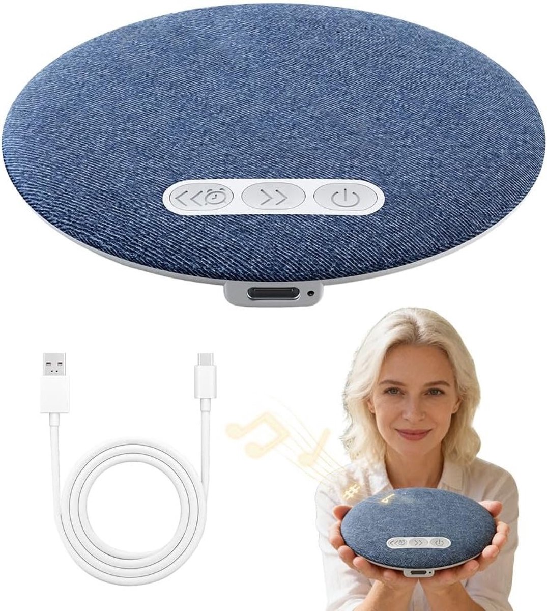 Draadloze Kussenluidspreker voor Slaapcomfort, Bluetooth Hoofdkussen met 3 Snelheden en Timer, Ideaal voor Ontspanning en Wit Ruis in de Slaapkamer (Blauw 02)