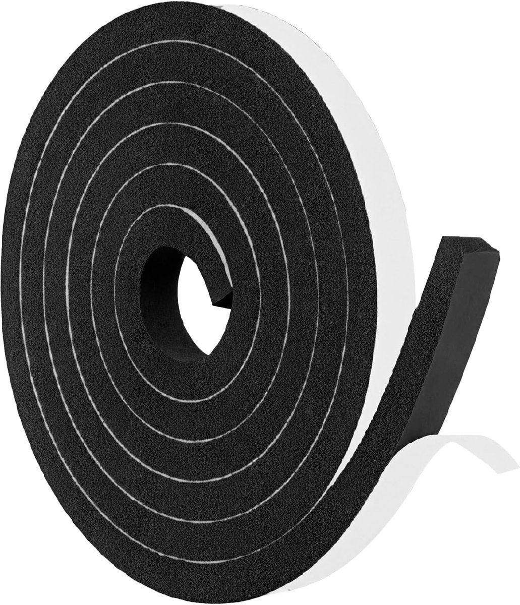 SnelShoppen - Isolatie tape voor ramen en deuren, 12 mm (B) x 10 mm (D) x 2 m (L), geluid- en warmte-isolatie, eenvoudig aan te brengen, sterke hechti