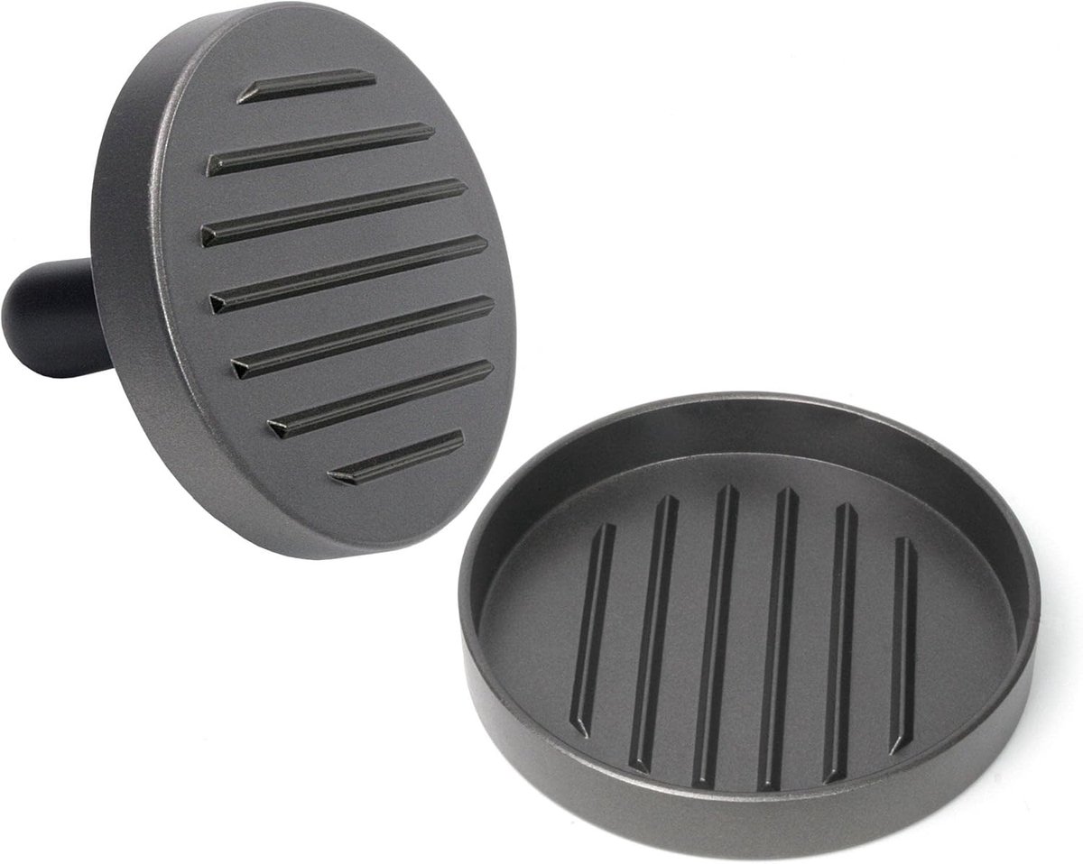 SnelShoppen - Aluminium Burger Press 12 cm - Non-Stick Hamburger Maker - Perfect voor Vegan Burgers - Ideaal voor Grillen, Pan en Tofu - Anthraciet