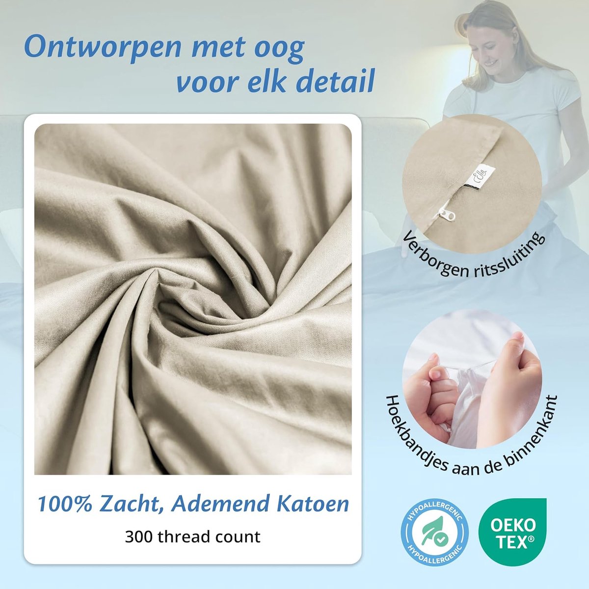 SnelShoppen - Gewichten Deken Hoes 150 x 200 CM - 7 kg & 9 kg - 100% Biologisch Katoen - Organisch Wit - Ademend en Zacht voor Gevoelige Huid