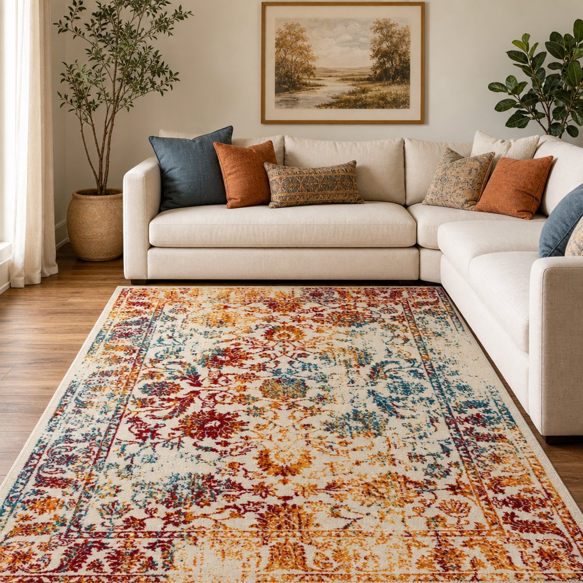 Muratap Vintage Van Gogh Vloerkleed Multi Laagpolig- 80x150 CM Multikleur