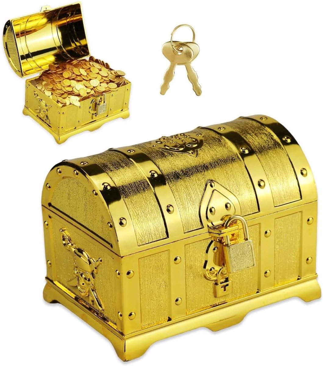 Treasure chest van plastic met slot, ideale opbergdoos voor piraten, sieraden en decoratie, perfect voor kinderen en feestjes