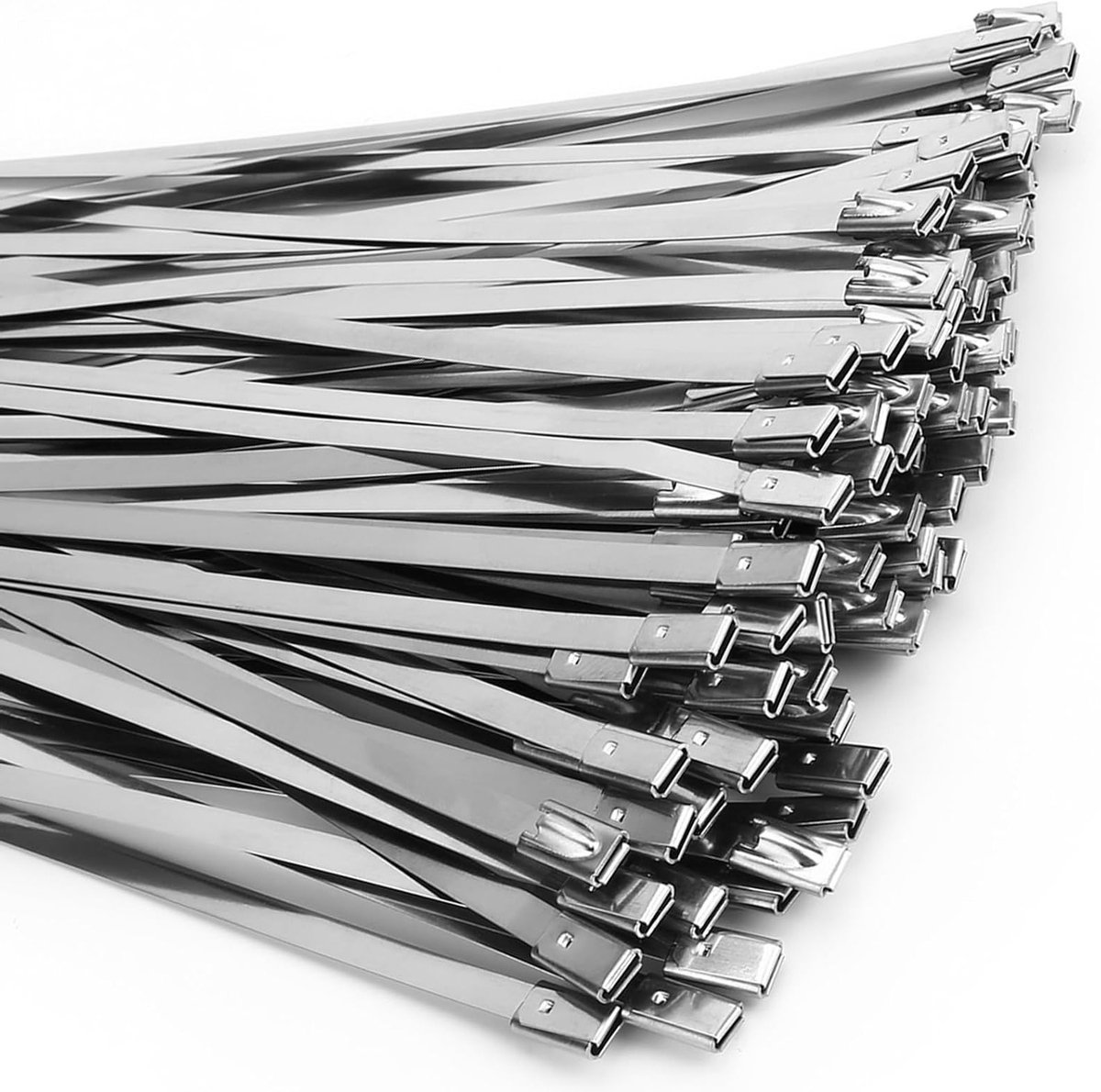 Roestvrijstalen kabelbinders, 100 stuks, 400 mm x 4,6 mm, sterke en hittebestendige bevestigingsband voor kabelbeheer en hekconstructie.
