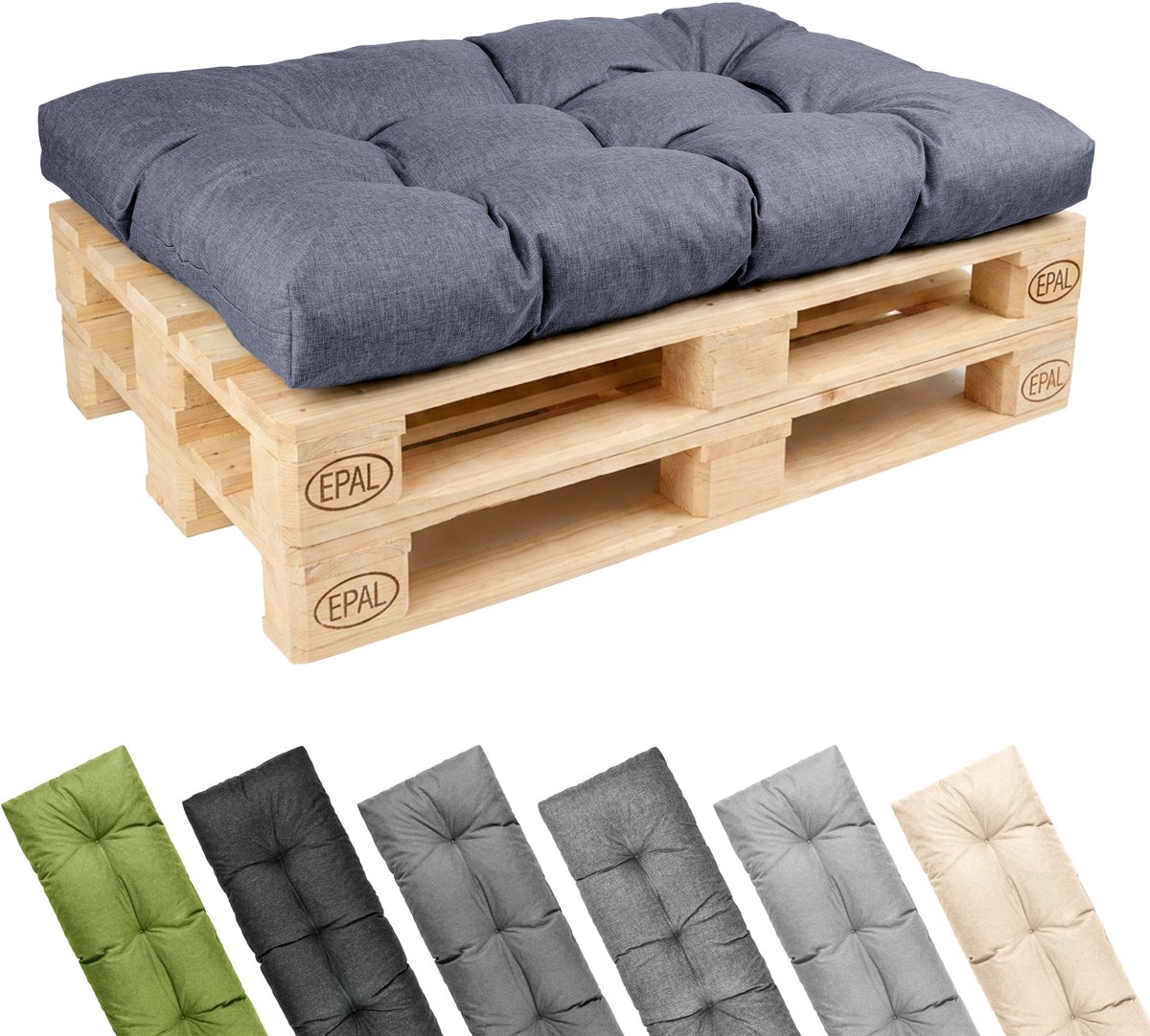 Garronda Palletkussen 120x80 cm 12 cm Waterafstotend UV- en Waterbestendig voor Palletbank GD-0252 Marineblauw