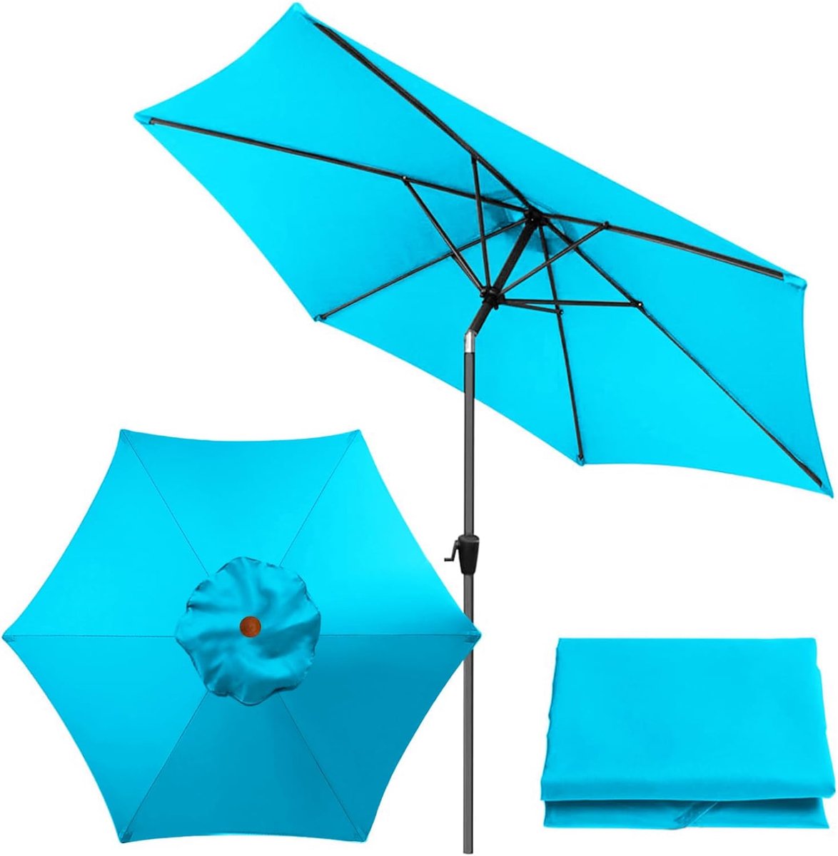SnelShoppen - Vervangende Parasolhoes 2m/2.7m/3m - Waterdichte & UV-Bestendige Tuinparasol Cover - Blauw - Voor Tuintafels, Camping, Feesten