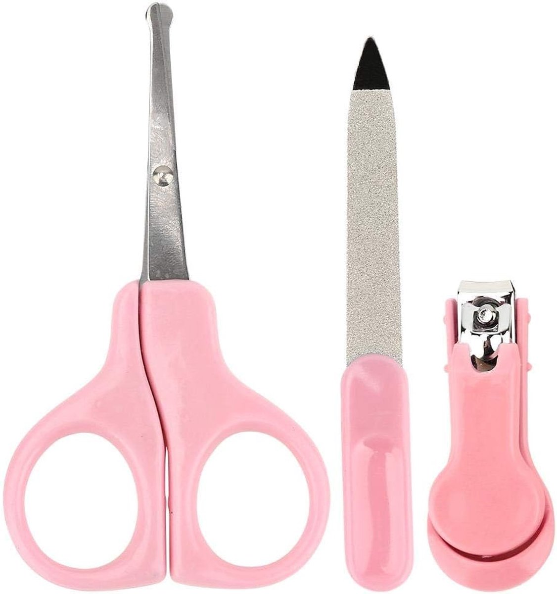 SnelShoppen - 3 in 1 Baby Nagelknipper Set - Babyverzorging Kit met Nagelschaar, Nagelknipper en Vijl voor Pasgeborenen en Peuters - Roze Manicure Set