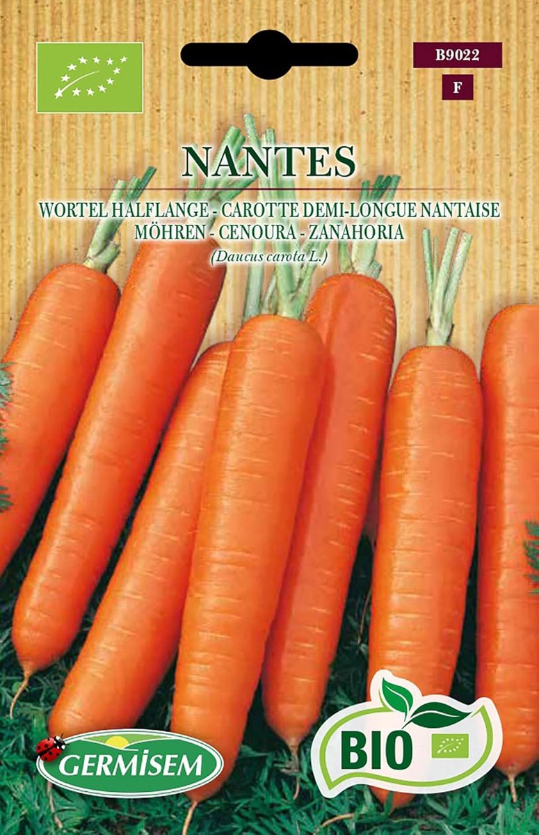 SnelShoppen - Organic Nantes Wortelzaad 4 g - Biologisch, Traditioneel, Slank en Kleurig, Eenvoudig te Zaaien, Gezonde Groente voor Tuin en Keuken