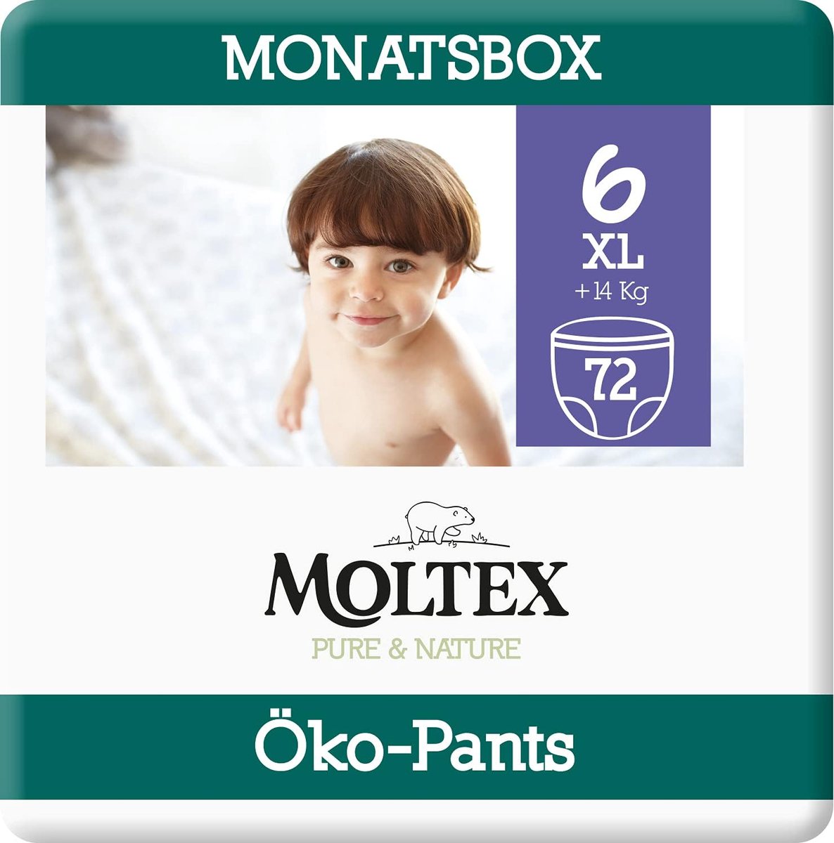 SnelShoppen - Moltex Pure & Nature Eco Trousers - Maat 6 (+14 kg) - 72 Stuks met 4 Pockets - Huidvriendelijk, Natuurlijke Ingrediënten, 12 Uur Bescher