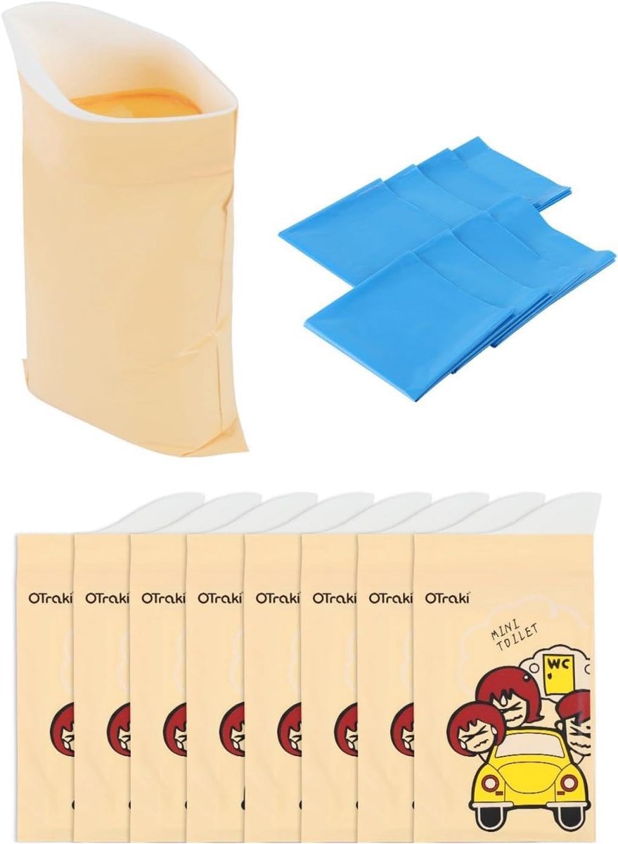 SnelShoppen - 16x Disposable Urinary Bags voor Reizen - 8 Urinezakken + 8 Afvalzakken - Compacte Urinal voor Mannen en Vrouwen - Ideaal voor Camping,
