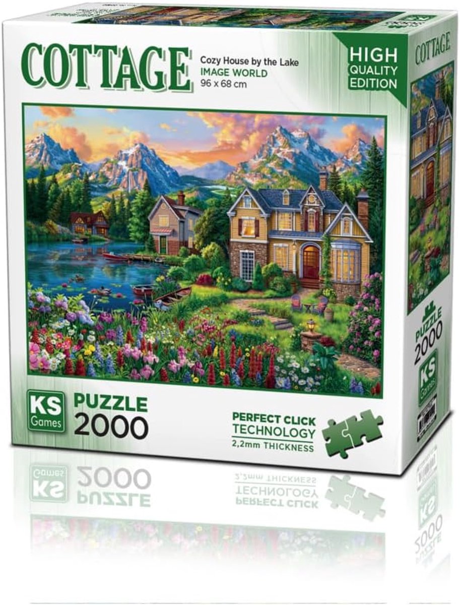 SnelShoppen - 2000 Stuks Puzzel voor Volwassenen - Cozy Lakeside House - Grote Puzzel 68x96 cm - Ontspannende Activiteit voor Thuis - Perfect voor Puz