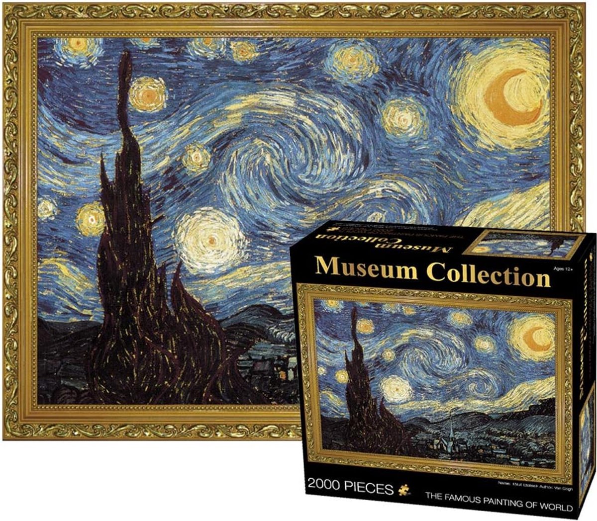 SnelShoppen - 2000 Delen Puzzel Sterrennacht Museum Collectie 70 x 100 cm 2 mm Dikke Schilderij Puzzel voor Volwassenen en Kinderen vanaf 14 Jaar