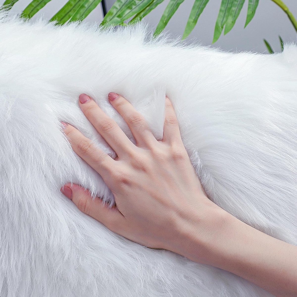 SnelShoppen - Faux Fur Vloerkleed 36x36 Inch - Pluche Witte Rond voor Woonkamer, Slaapkamer, Badkamer - Hoogdichte Kussen, Luxe en Comfortabel