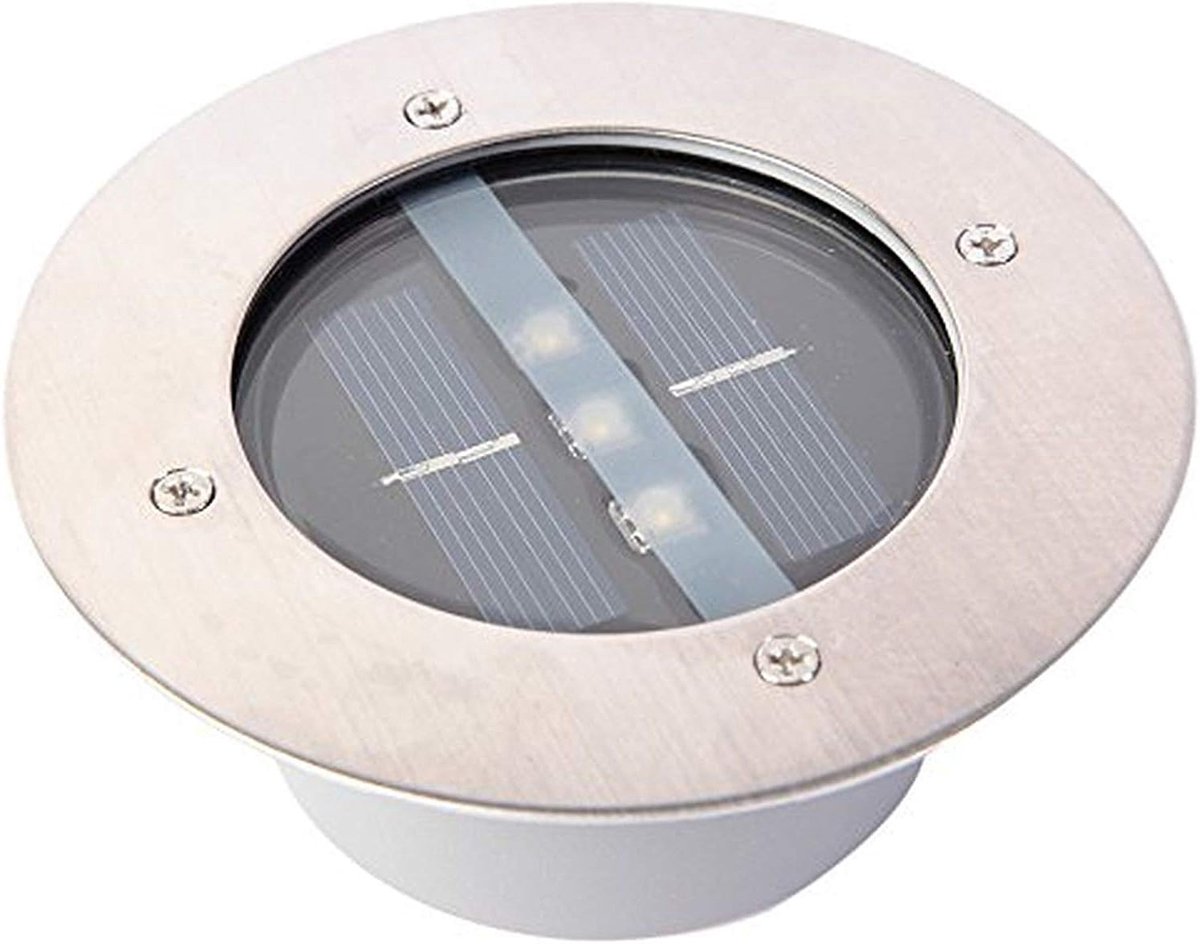 SnelShoppen - 2x Weerbestendige RVS Buiten Solar LED Grondverlichting Tuinlamp Tuinverlichting voor Terrein, Oprit en Terras - Wit