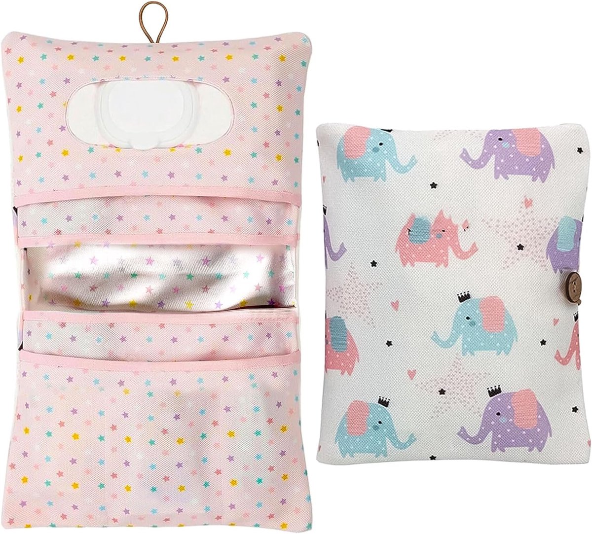 SnelShoppen - Diaper Bag Organizer 2-in-1 Nappy Bag voor Baby's - Kleine Diaper Bag met Leaves Design, Waterafstotend, Oeko-Tex Gecontroleerd, Perfect