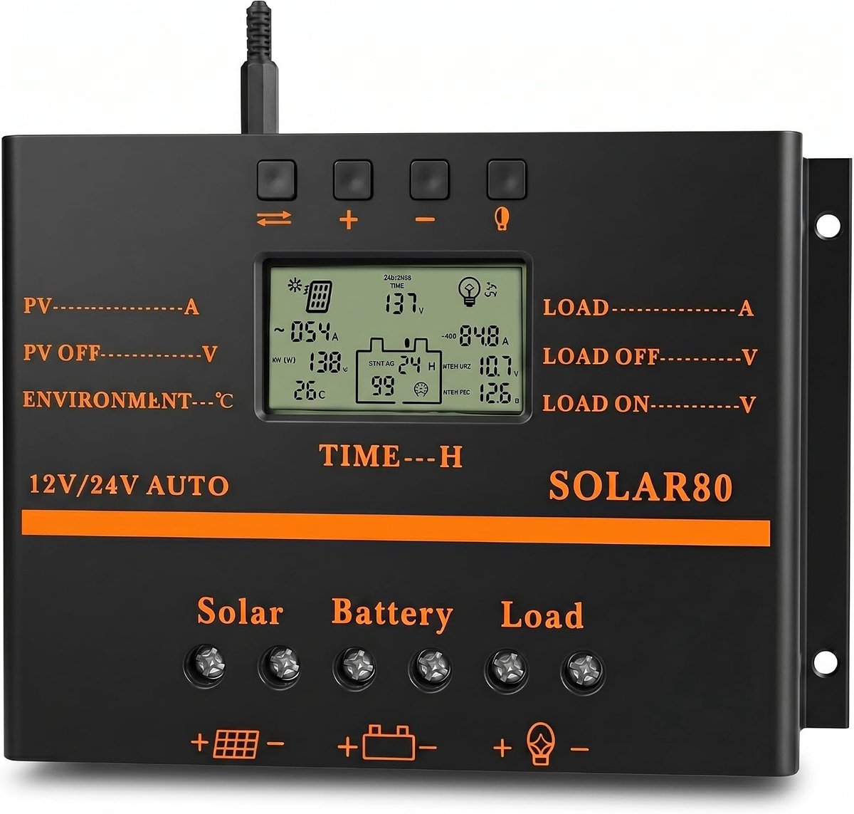SnelShoppen - Solar Charger Regulator 80A PWM 12V/24V 1920W met 5V USB Uitgang, Duurzaam ABS, Overbelasting- en Kortsluitbescherming voor Camping, Tui