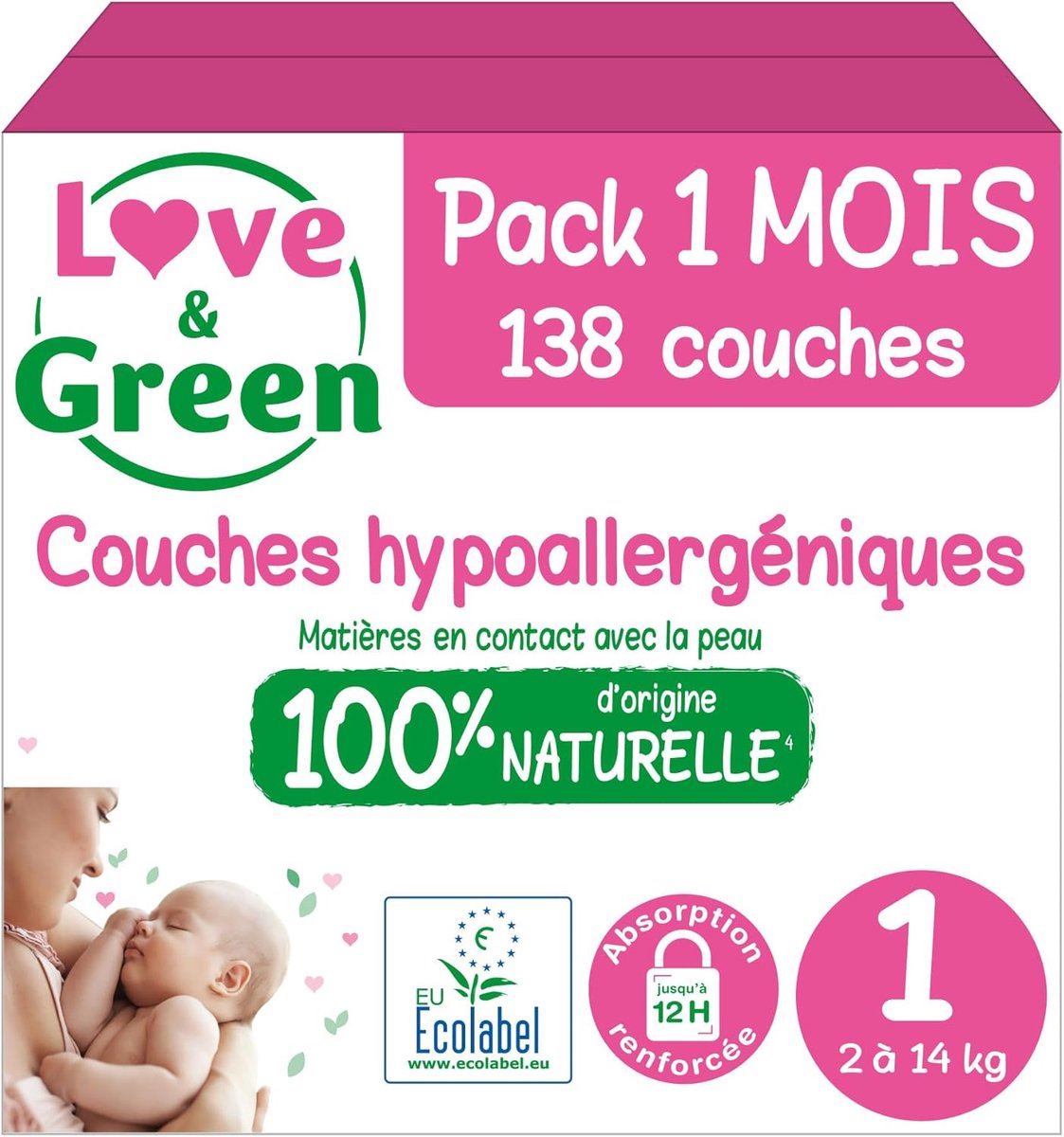 SnelShoppen - Eco-vriendelijke Baby Luiers - Maat 1 (2-5kg) - 138 Stuks - Absorberend, Lekvrij en Zonder Ongewenste Ingrediënten - Natuurlijke Babyver