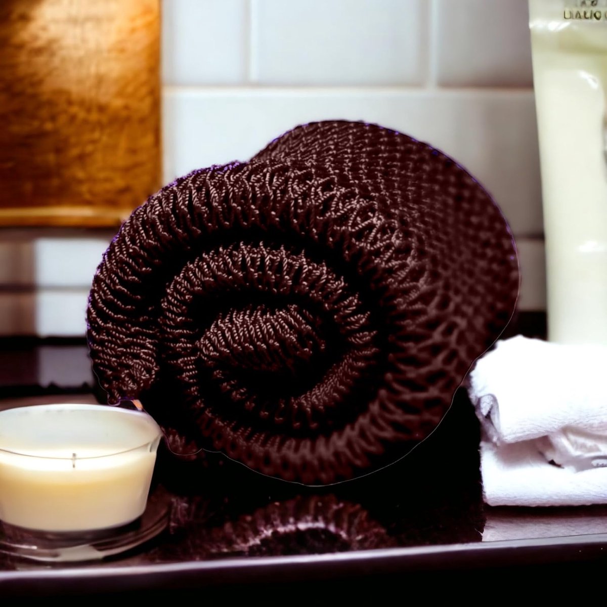 SnelShoppen - African Net Sponge Body Scrubber XL - Exfoliërende Douche Spons voor Dode Huid - Lange Back Scrubber - Hygiënisch en Sneldrogend - Bruin