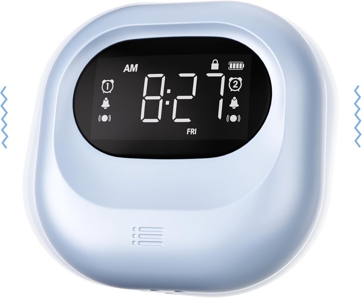 SnelShoppen - Vibration Alarm Clock voor Zware Slapers, Draadloze en Draagbare Digitale Klok met Verstelbare Vibratie, Onder Kussen, Dual Alarm en Ach