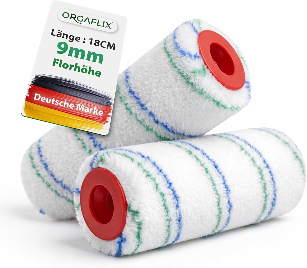 SnelShoppen - Profi Verfroller 18 cm - 2 Stuks - Ideale Kleurregistratie en Afgifte - Poolhoogte 9 mm - Schilderaccessoires voor Muurverf en Grootscha