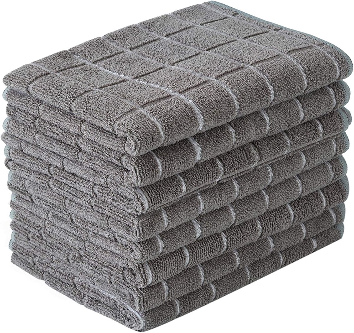 SnelShoppen - Microvezel Keukenhanddoeken - Super Absorberend en Pluisvrij - 8 Stuks - Groen met Ruitpatroon - 66 x 45,7 cm - Ideaal voor Keuken, Huis