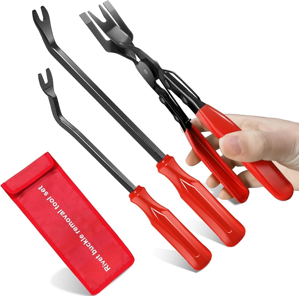 SnelShoppen - 3-delige Clip Verwijder Tool Set, Auto Clip Pliers, Manganese Staal, Ergonomisch Ontwerp, Inclusief Opbergtas, Voor Dashboard en Deurpan