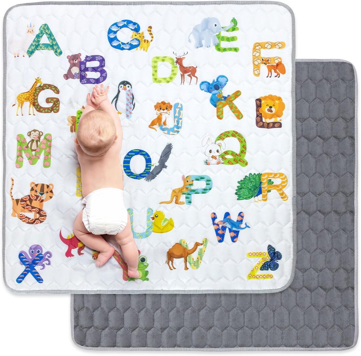 SnelShoppen - Baby Speelmat Opvouwbaar, Zachte Katoen Kids Speelmat 127x127cm, Anti-Slip Baby Kruipmat voor Peuters, Vervuilingsvrij, Activiteit Speel