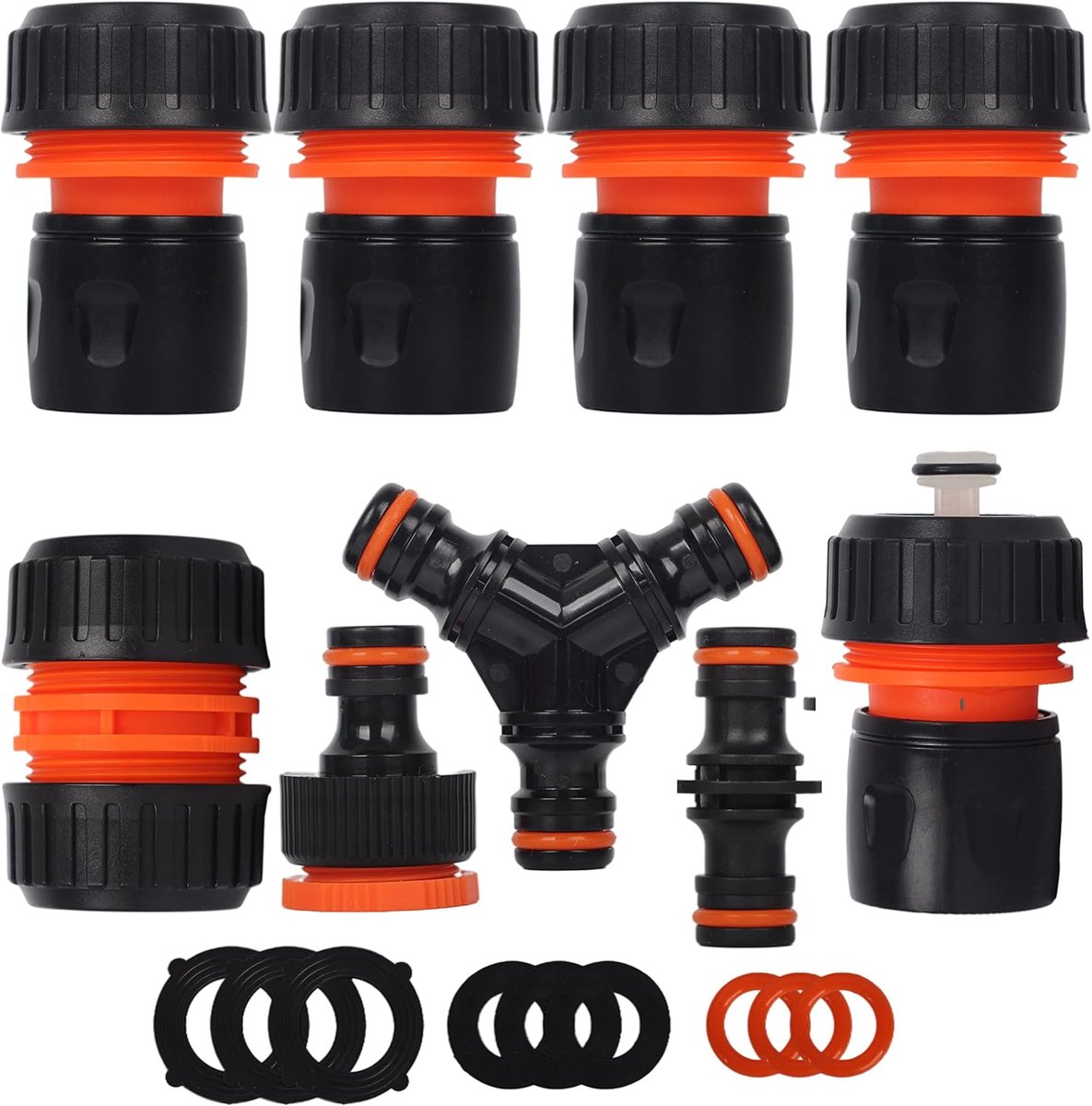 SnelShoppen - 3/4" Tuinslang Koppelingen Set - 4x Terminal Connectoren, 1x Water Stop, 1x 2-in-1 Kraan, 1x Reparatie Connector, 1x Dubbele Man, 1x Y S