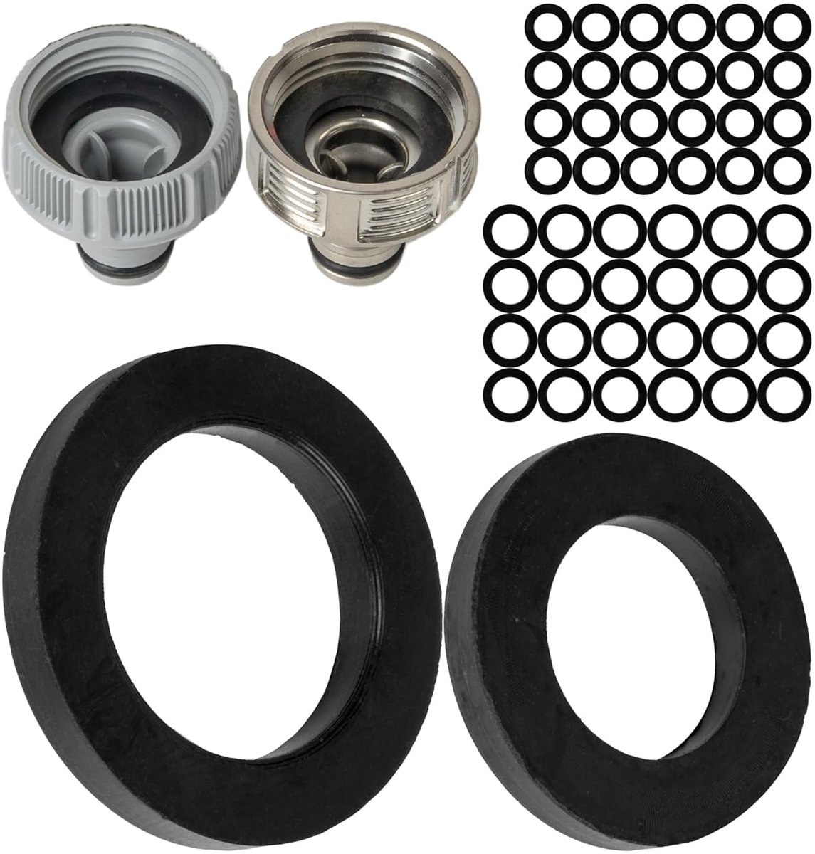 SnelShoppen - Vervangende Plakafdichtingen Set van 50 voor Tuinslang Systemen G 1/2 Inch en 3/4 Inch, Ø 19 x 11 mm en 24 x 16 mm, Rubber Afdichtingen