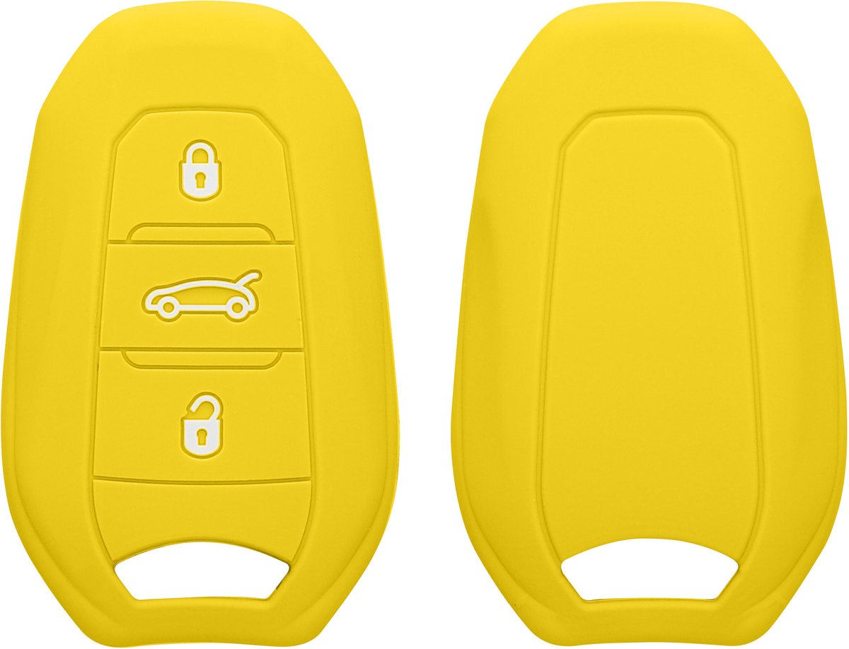 kwmobile autosleutel hoesje geschikt voor Peugeot Citroen 3-knops Smartkey autosleutel (alleen Keyless Go) hoes - TPU autosleutel behuizing - Beschermende auto sleutel case - Sleuteletui in stralend geel