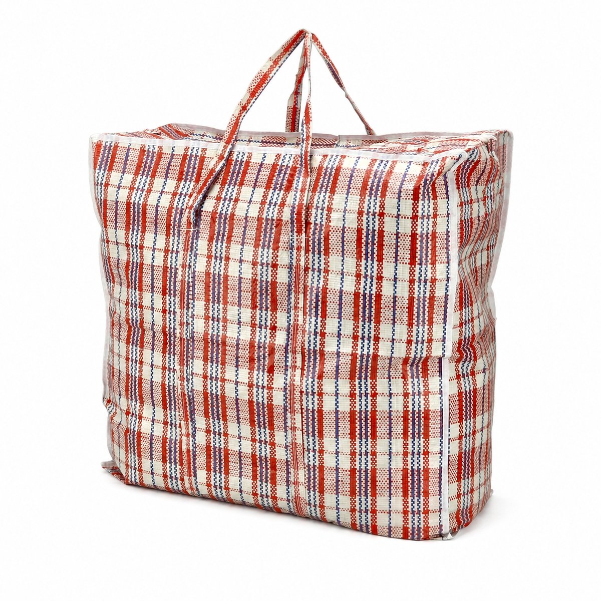 Opbergtas met Rits 90L – 2 Stuks Grote Opbergtassen voor Dekbedden, Kleding & Kerstboom – Big Shopper XL – Boodschappentas met Rits – Verhuistas – 60 x 60 x 25 cm